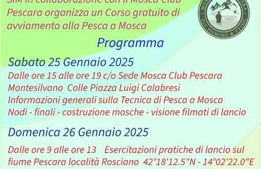 Corso Avviamento alla pesca a Mosca 25-26 Gennaio 2025