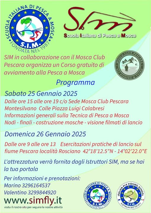 Corso Avviamento alla pesca a Mosca 25-26 Gennaio 2025